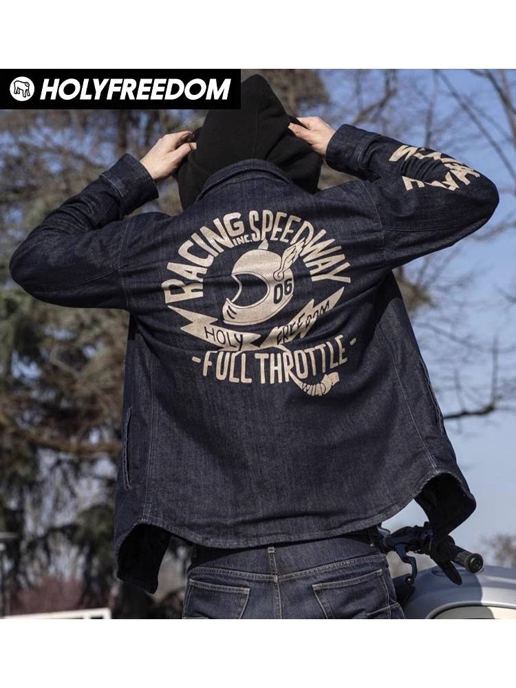 Italian Holyfreedo Harley Triumph Indian retro locomotive denim denim anti -falling suit
