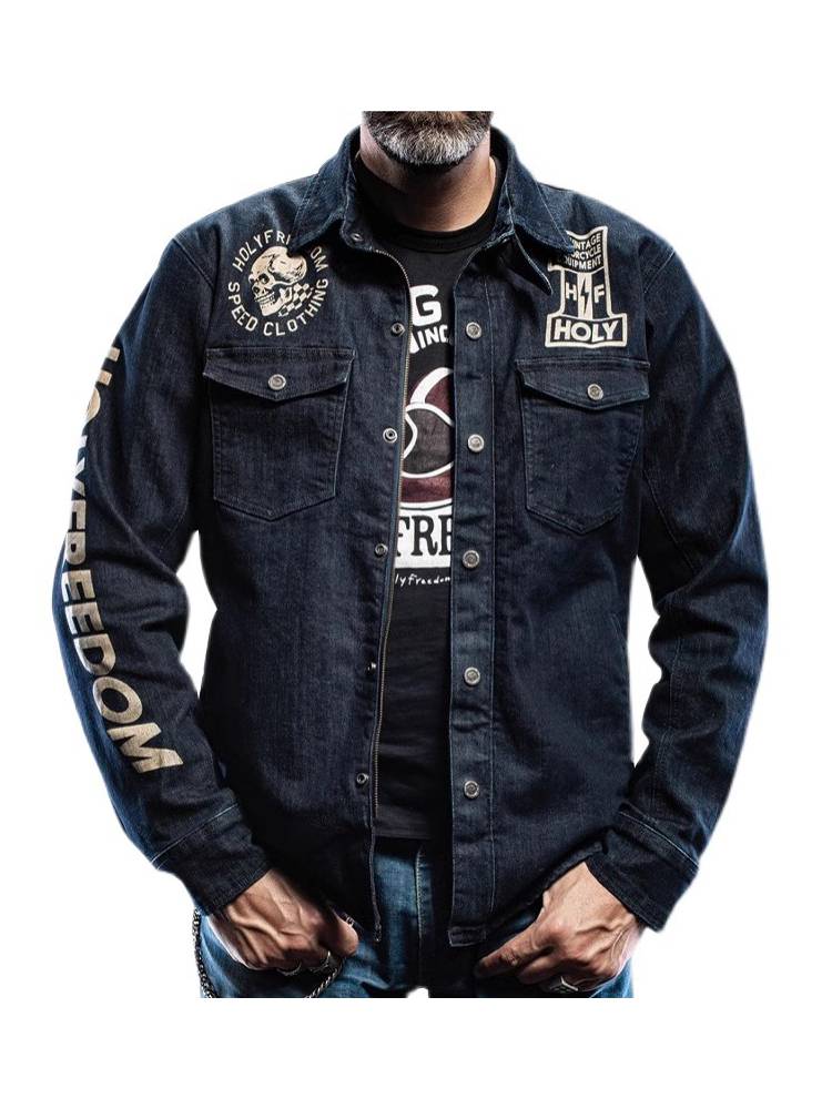 Italian Holyfreedo Harley Triumph Indian retro locomotive denim denim anti -falling suit