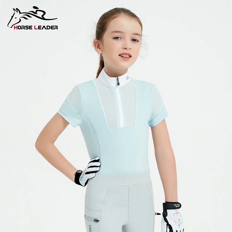 HorseLeader spring and summer equestrian T -shirt short -sleeved children's equestrian clothing rider equipment competition shirt