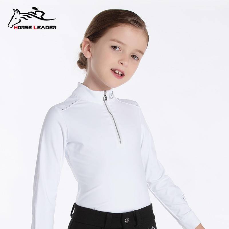 HorseLeader Spring and Autumn Child Equestrian Equipment Long -sleeved T -shirt Equestrian Competition Finding Knight Server