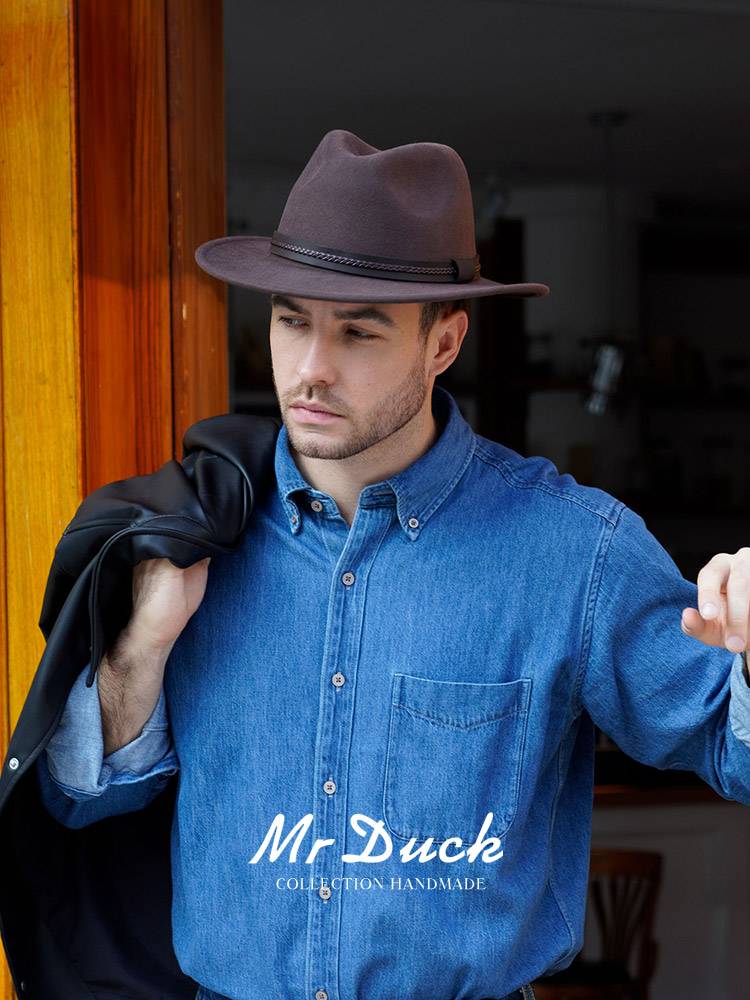 MrDuck Australia Pure Wool Hat Men's Porttles Portrait Western Cowboy Hat Summer Hat Tibetan Most Hat