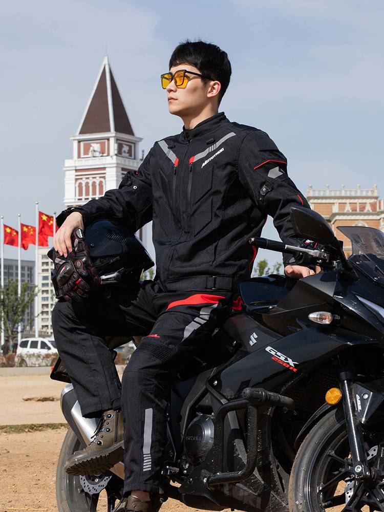 Voerh in the United States in spring and summer motorcycle riding clothes jacket set men's four seasons commute racing uniforms