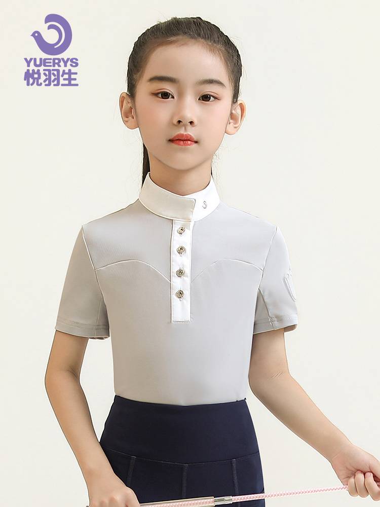 Yueyu Summer Children's Equestrian T -shirt Short -sleeved Top Equestrian Equestnically Equestnically Equestnically Equipment Race Shirt