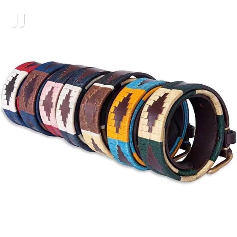 Handmade sewing wax wire leather belt British denim equestrian rider riding clothing equipment belt fertile horses