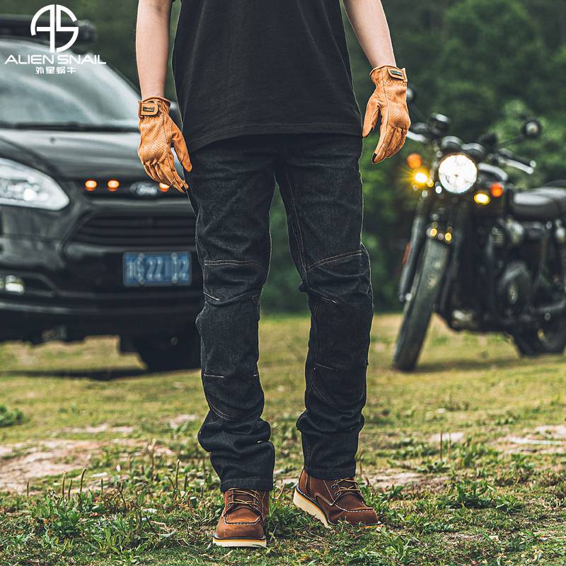 Alien snail motorcycle riding pants wind -resistant and wear -resistant test Dura jeans men's knee protective knee protective crotch prevention pants