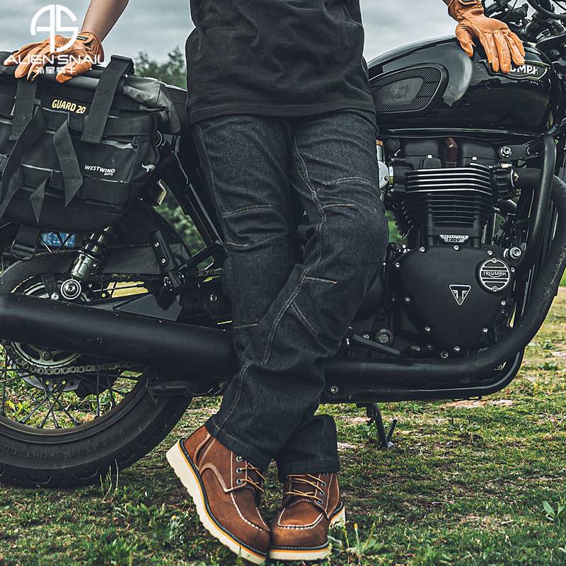 Alien snail motorcycle riding pants wind -resistant and wear -resistant test Dura jeans men's knee protective knee protective crotch prevention pants