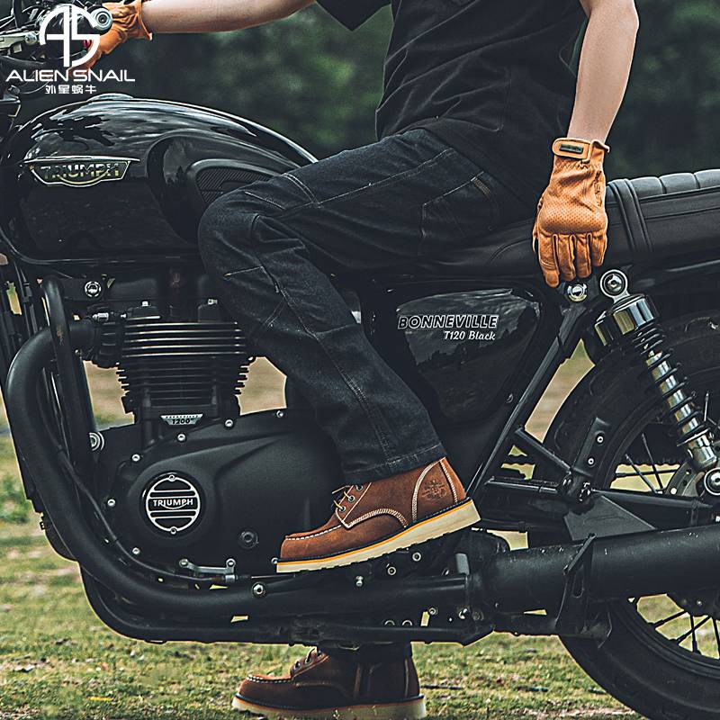 Alien snail motorcycle riding pants wind -resistant and wear -resistant test Dura jeans men's knee protective knee protective crotch prevention pants