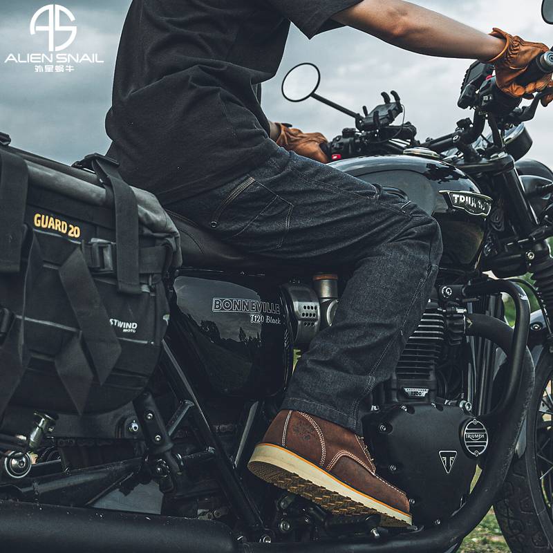 Alien snail motorcycle riding pants wind -resistant and wear -resistant test Dura jeans men's knee protective knee protective crotch prevention pants