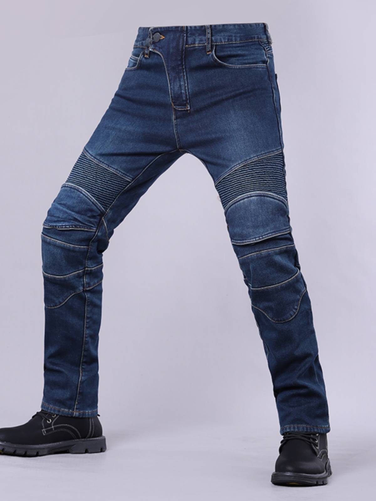 Motorcycle riding pants men's winter locomotive jeans off -road anti -crane pants waterproof and velvet warm commute car pants