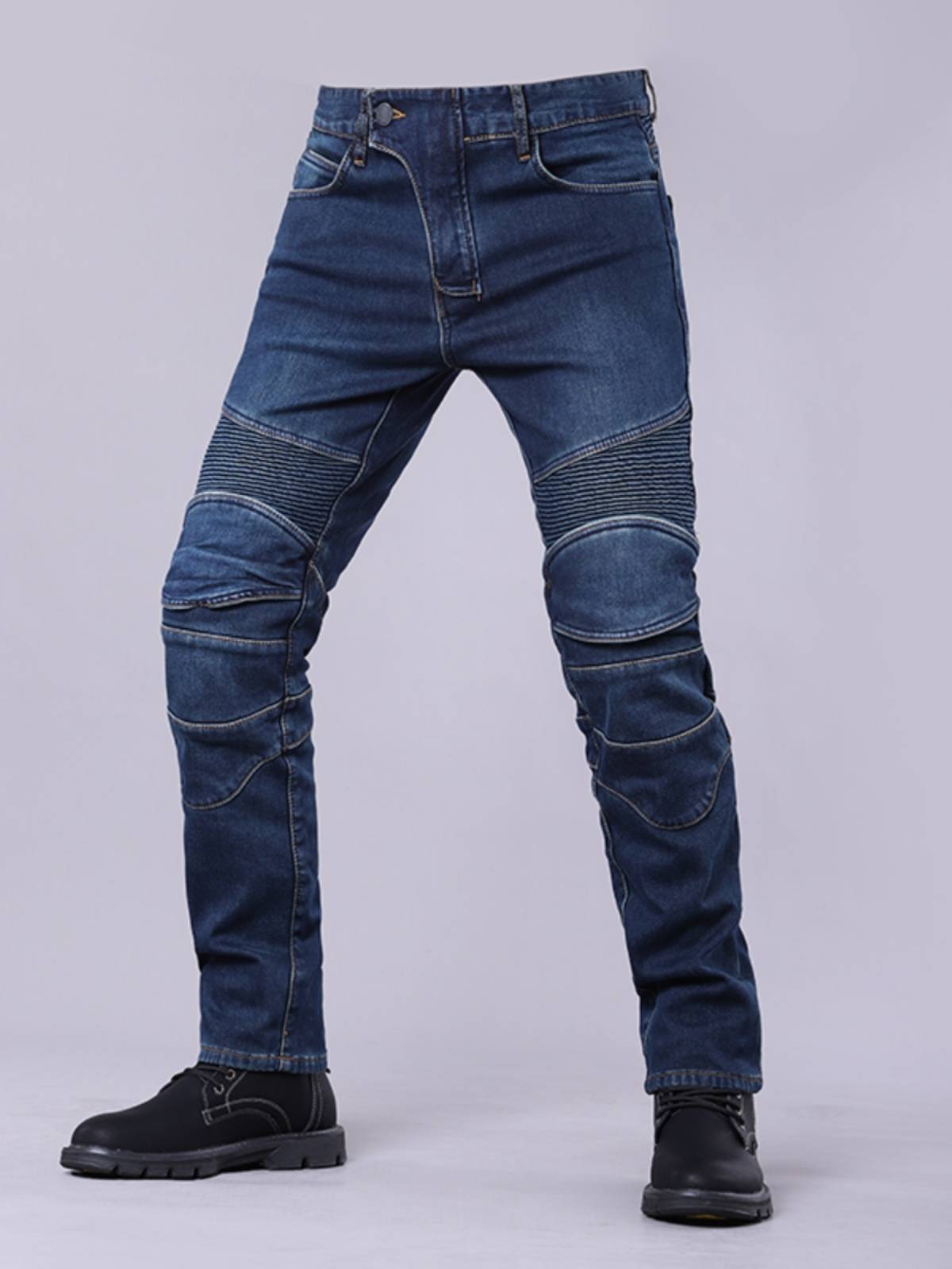 Motorcycle riding pants men's winter locomotive jeans off -road anti -crane pants waterproof and velvet warm commute car pants