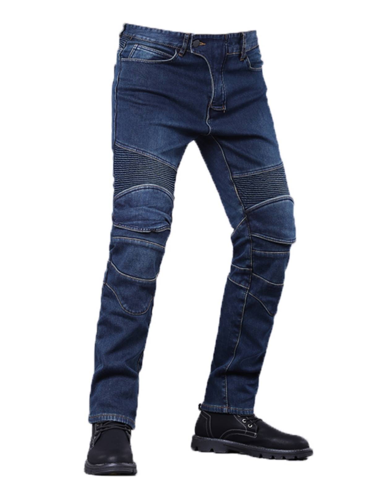 Motorcycle riding pants men's winter locomotive jeans off -road anti -crane pants waterproof and velvet warm commute car pants