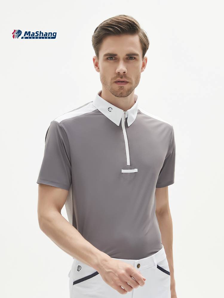 Mashangma's adult men's equestrian short -sleeved T -shirt ride on the pink Knight Equestrian competition clothing