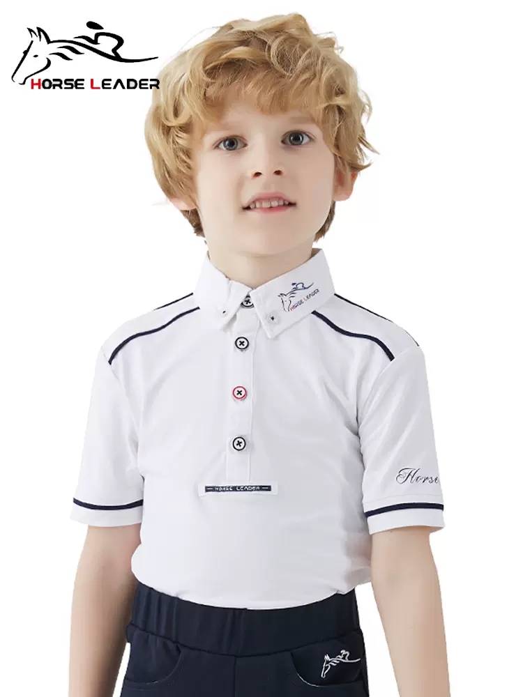 Summer children's equestrian T -shirt horse riding equipment short -sleeved knight clothing competition Polo quick -drying breathable comfort shirt