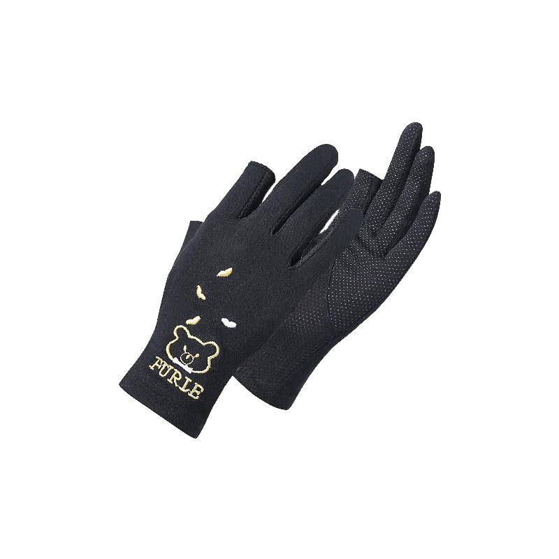 Gloves Female summer thin sunscreen driving riding anti -sliding hand tea cotton breathable short spring and summer two finger gloves