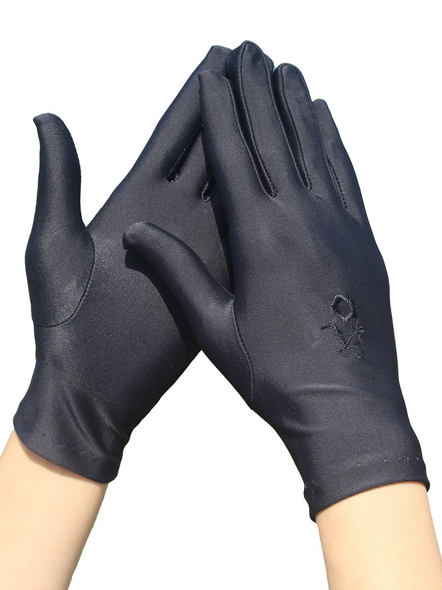 High -quality ladies white elastic glove thin tight -fitting dance etiquette driving, sunscreen embroidered ammonia warm