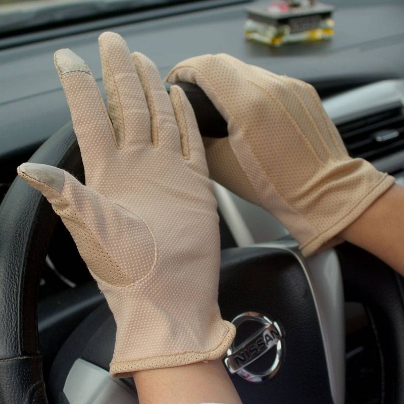 Zhenbis pure cotton touch screen sunscreen gloves men's thin air breathable summer outdoor driving non -skid riding touch sweat absorption