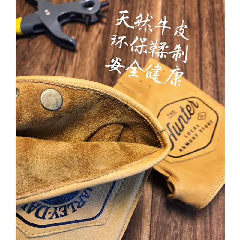Motorcycle head layer Cowhide locomotive Men's driving retro cycling anti -slip female leather semi -finger gloves summer outdoor