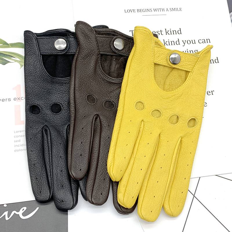 Goatskin glove men's summer thin locomotive driving retro motorcycle Harley riding driving touch screen glove
