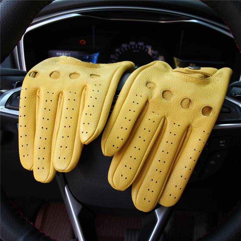 Goatskin glove men's summer thin locomotive driving retro motorcycle Harley riding driving touch screen glove