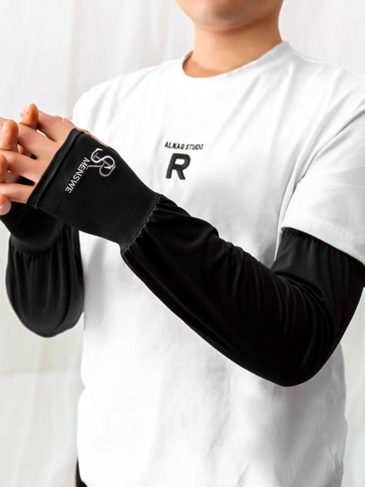 Loose sunscreen ice sleeve men's summer ice silk sleeve sleeve women's ultraviolet glove gloves riding cuff sleeve and long -style arm