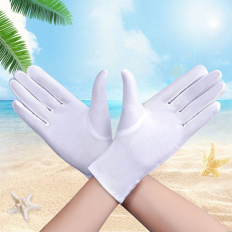 Spandex gloves spring and summer men and women white etiquette thin short elastic glove dance tight white glove jewelery gloves