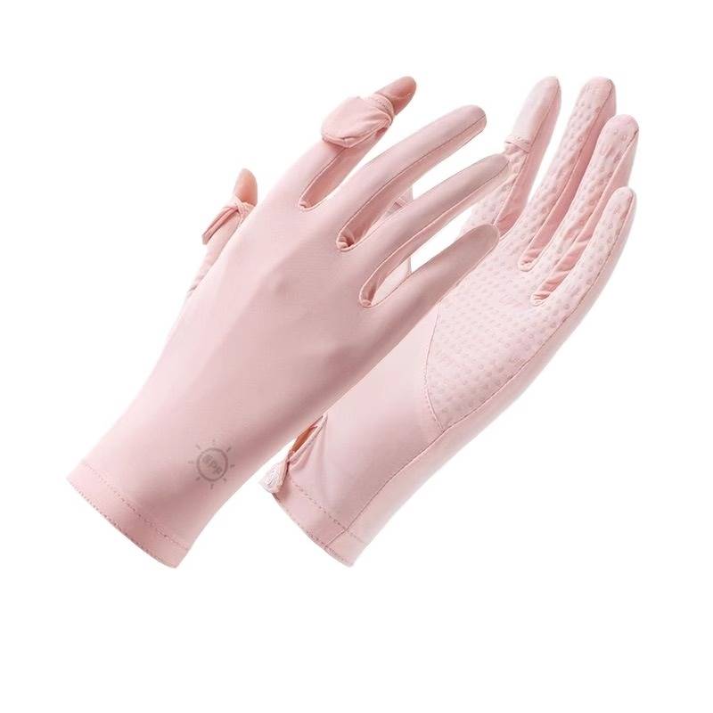 Ice silk sunscreen gloves women's ultraviolet driving riding riding electric vehicles girl thin summer growth finger