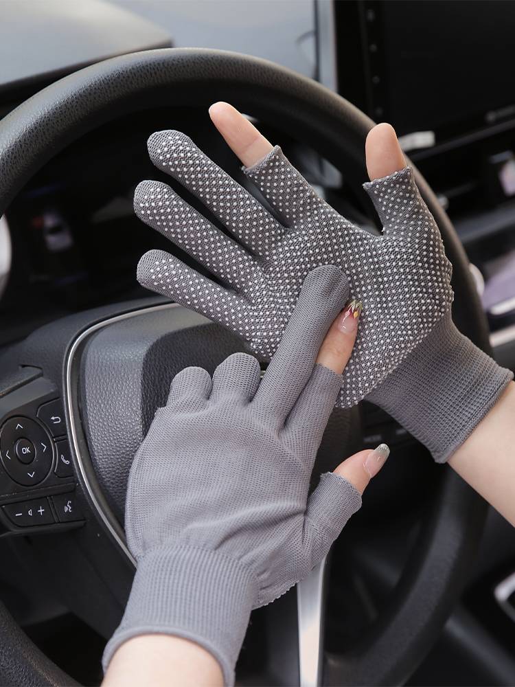 Autumn and winter gloves summer exposure two fingers driving breathable ride glove men's fishing anti -slip half finger glove women