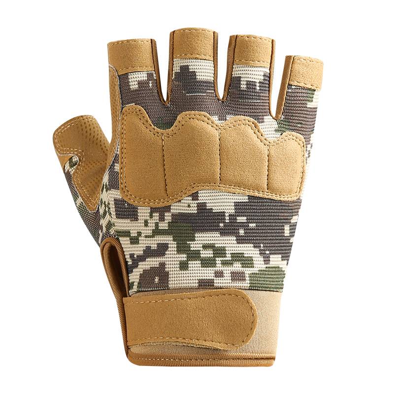 Semi -finger glove men's sports outdoor tactical ride -climbing non -slip, wear -resistant fishing single double bar anti -cocoon three fingers