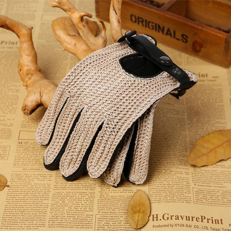 Retro motorcycle motorcycle breathable woven hand back spring and autumn breathable anti -skid -up horse deer skin glove driver driver driver