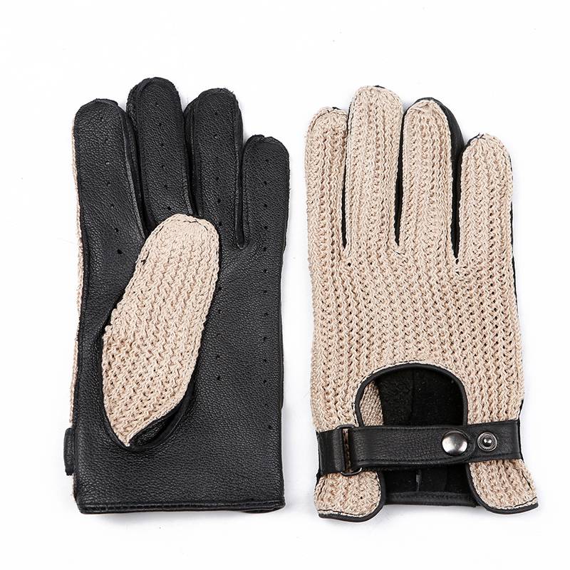 Retro motorcycle motorcycle breathable woven hand back spring and autumn breathable anti -skid -up horse deer skin glove driver driver driver