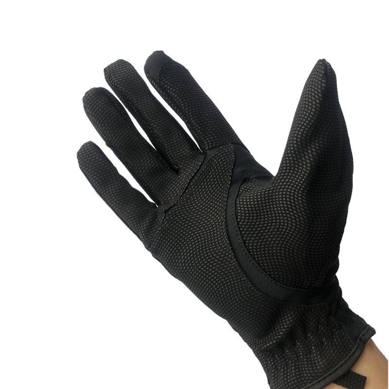 Exit thin air -breathable black equestrian glove PU wear -resistant anti -slip magic stickers driving bike exercise spring and autumn and winter
