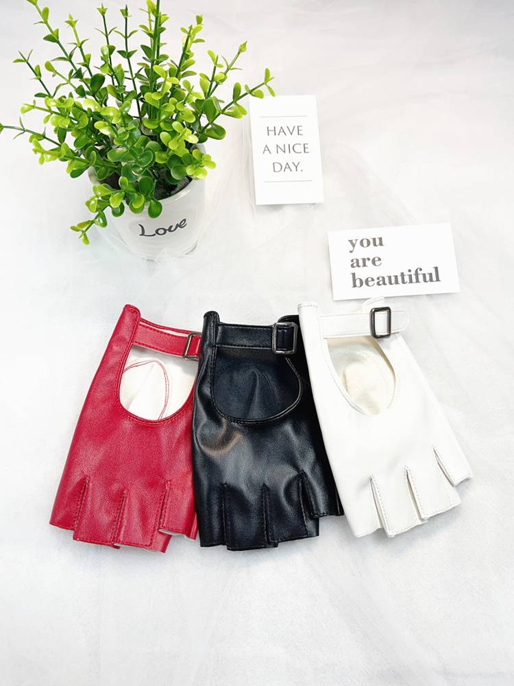 Semi -finger leather gloves female spring and summer outdoor riding driver driving sports fitness equipment performance anti -sliding hand back