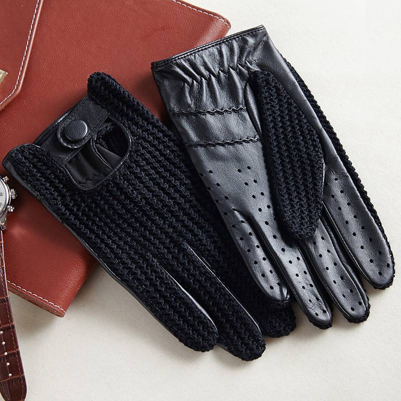 Men's retro leather gloves woven spring, autumn and winter thin riding driving motorcycle sheepskin leather leather driving motorcycle