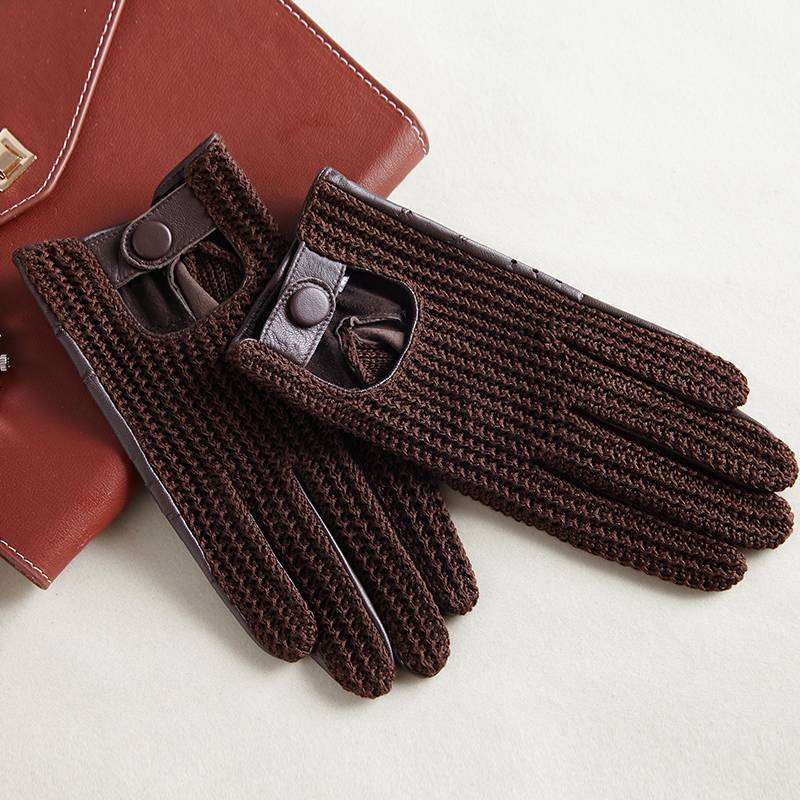 Men's retro leather gloves woven spring, autumn and winter thin riding driving motorcycle sheepskin leather leather driving motorcycle