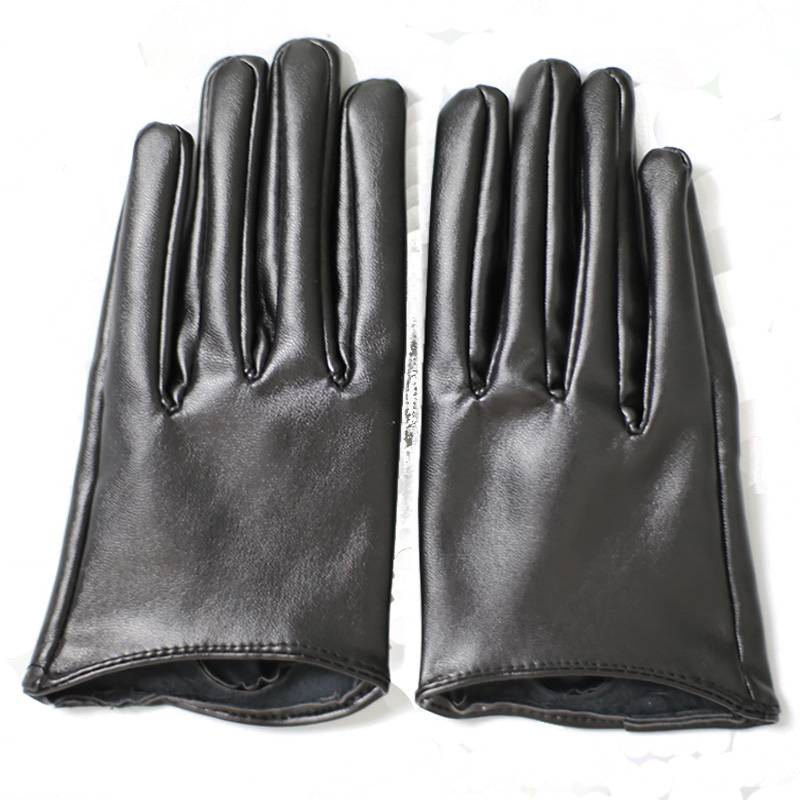 PU touch screen black leather gloves female simulated leather pink light blue sexy shape photo super short cos