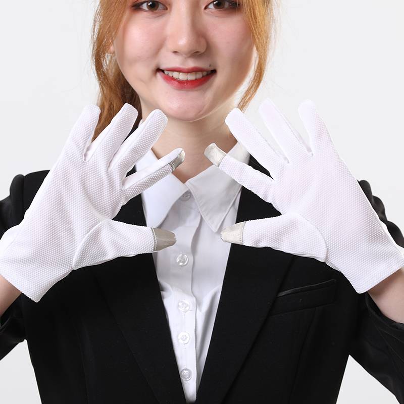 White gloves can touch the screen triangular cloth etiquette, male and women's non -skid driving cycling security thin sunscreen ceremony