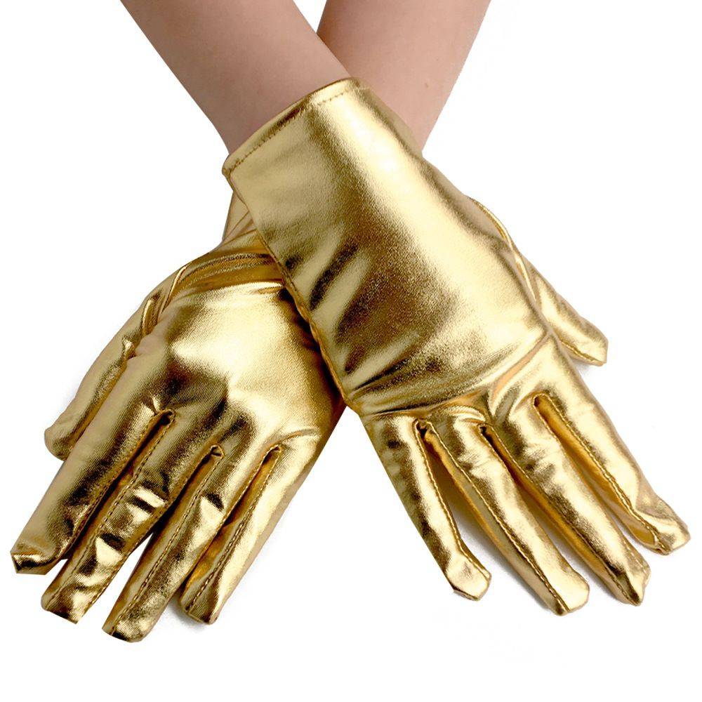 LOLITA short patent leather gloves two -dimensional stage performance etiquette leather glove COS black leather gloves