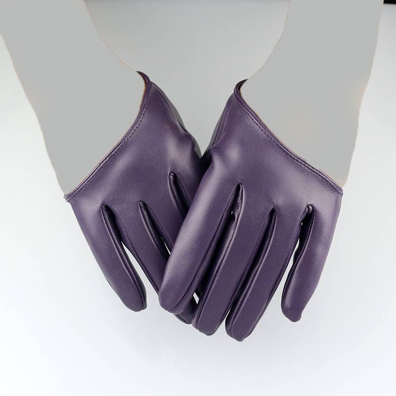 Gloves half -palm touch screen light version leather gloves women's open -back imitation sheepskin gloves short locomotive version half palm fashion stage