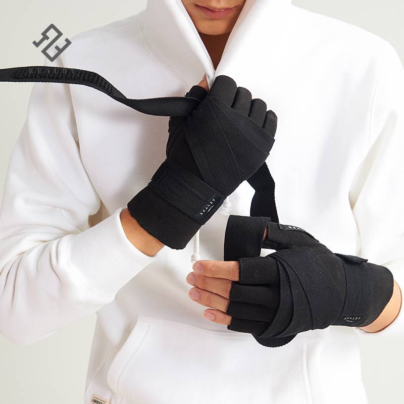 Glove men's winter warm semi -finger photography fitness tactical boxing female handsome bandage function sports riding gloves