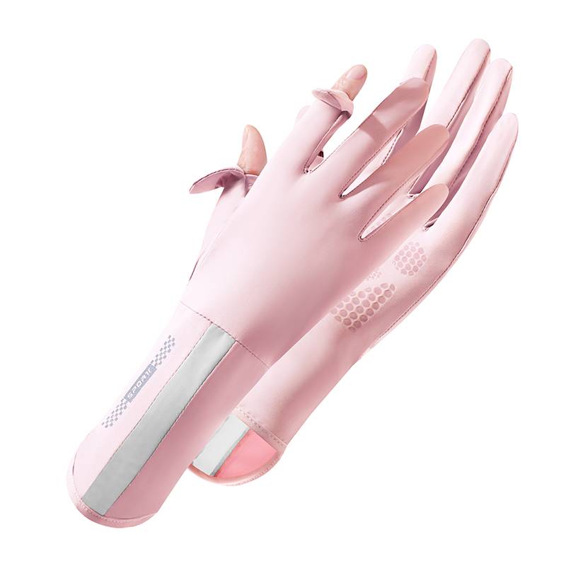 The sunscreen gloves woman means the sunshield-proof, UV-protective gloves can touch the skate-proof ride for the summer