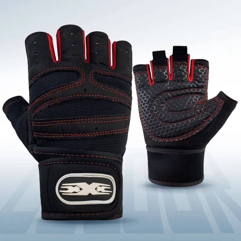 Wallbes, fitness semi -finger men's breathable sports anti -sliding slide slide glove gloves exercise to prevent cocoon outdoor riding