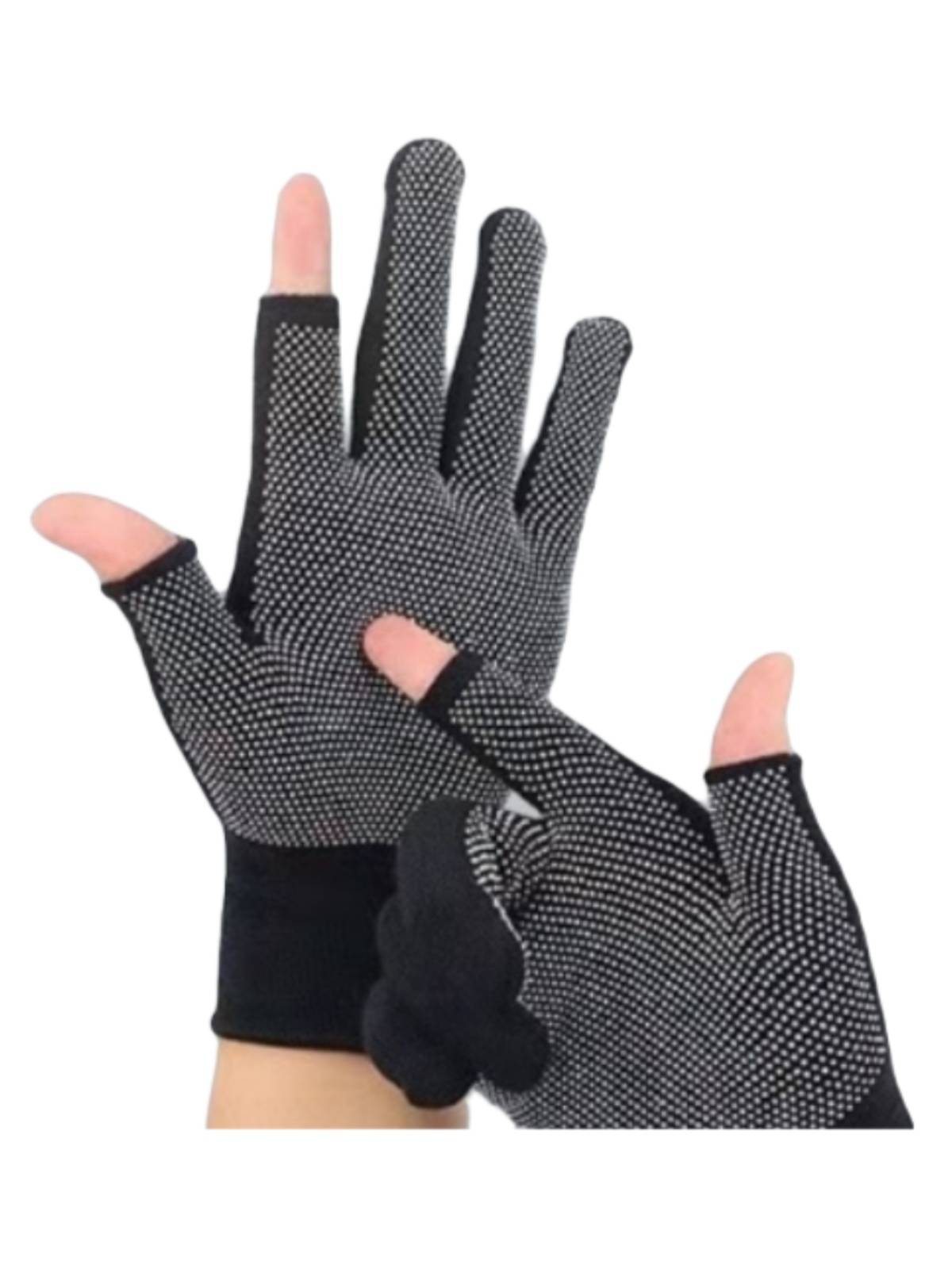 Gloves thin wear -resistant and exposed two fingers gloves warm men and women outdoor outdoor sports breathable fishing fishing