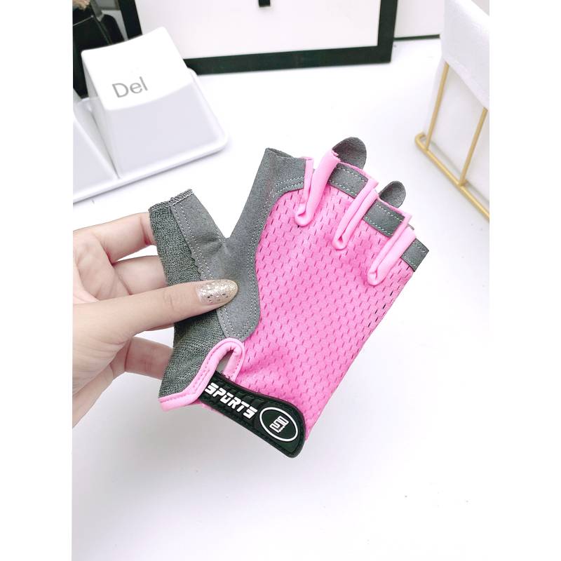 Children's cycling gloves summer thin semi -finger breathable anti -slip children's large children's outdoor sports balance car pulley single bar