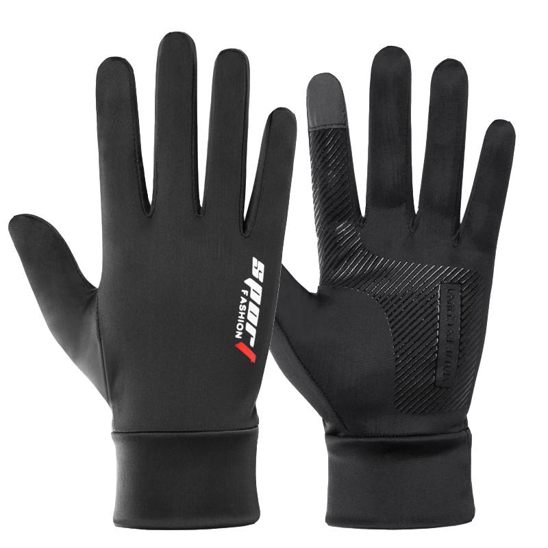 Ice silk glove men and women thin driving riding and leaking two fingers and half finger Luya fishing all finger protection professional touch screen