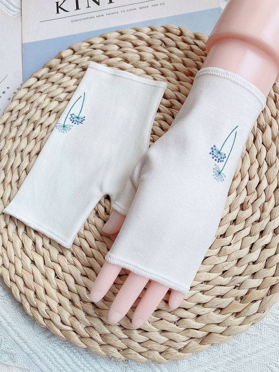 Golita spring and summer female pure cotton sweat -absorbing and breathable touch screen exposure semi -finger sunscreen glove writing driving air conditioner protection
