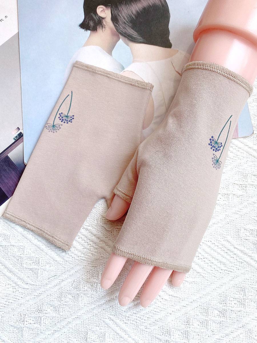 Golita spring and summer female pure cotton sweat -absorbing and breathable touch screen exposure semi -finger sunscreen glove writing driving air conditioner protection