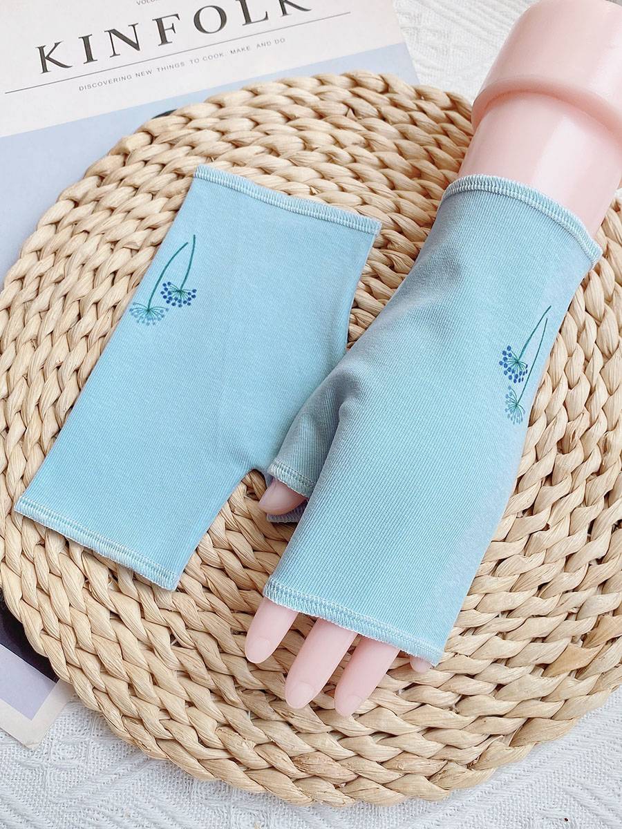 Golita spring and summer female pure cotton sweat -absorbing and breathable touch screen exposure semi -finger sunscreen glove writing driving air conditioner protection