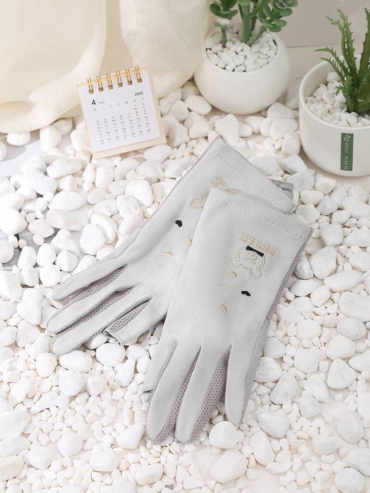 Sun-proof gloves, UV-free summer ice-sliding, black-sliding, cycling, touch-screen women