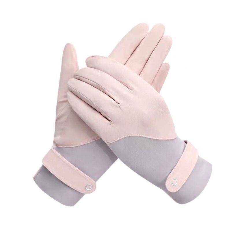 Ice silk sunscreen gloves women's anti -ultraviolet outdoor anti -skid riding summer light light air breathable driving running