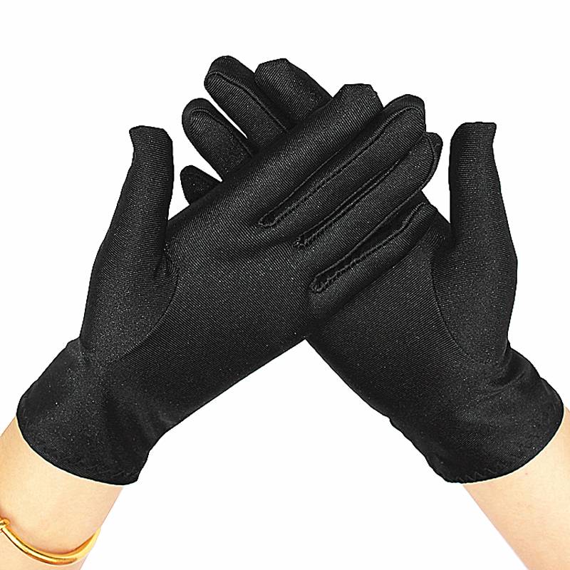 Summer gloves thin sunscreen ice silk spring and autumn driving jewelry dance black and white elastic men and women's work etiquette